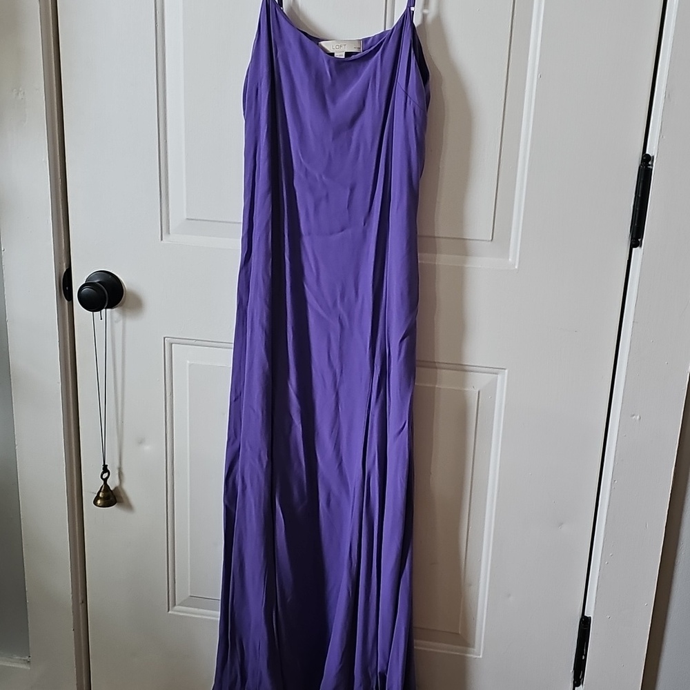 LOFT Lavender Spaghetti-Strap Midi Dress 12P - Picture 4 of 4